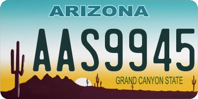 AZ license plate AAS9945