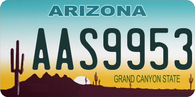 AZ license plate AAS9953