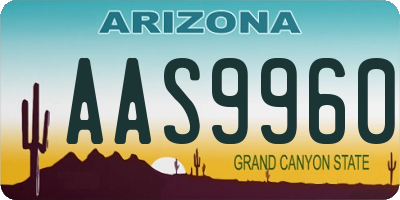 AZ license plate AAS9960