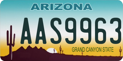 AZ license plate AAS9963