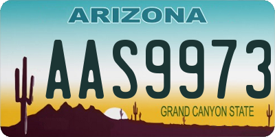 AZ license plate AAS9973