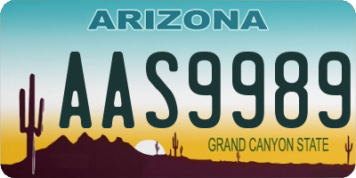 AZ license plate AAS9989