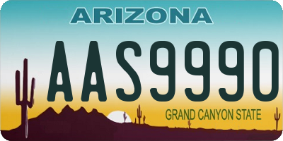 AZ license plate AAS9990
