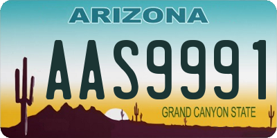 AZ license plate AAS9991