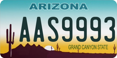 AZ license plate AAS9993