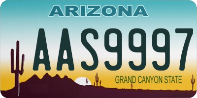 AZ license plate AAS9997