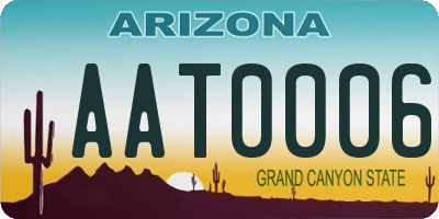 AZ license plate AAT0006