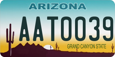 AZ license plate AAT0039