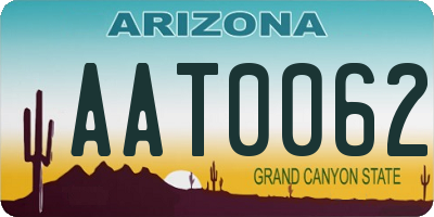 AZ license plate AAT0062