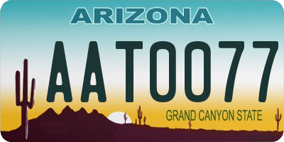 AZ license plate AAT0077
