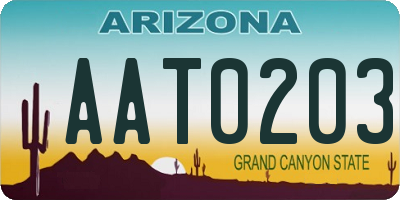 AZ license plate AAT0203