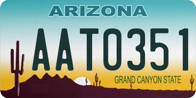 AZ license plate AAT0351