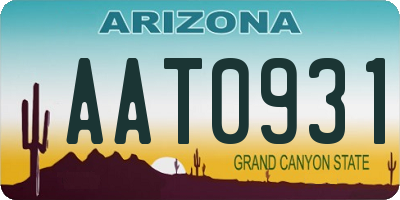 AZ license plate AAT0931