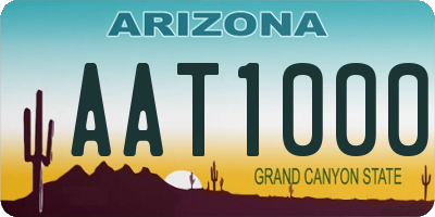 AZ license plate AAT1000