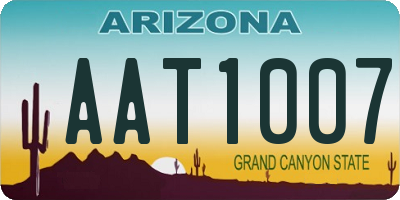 AZ license plate AAT1007
