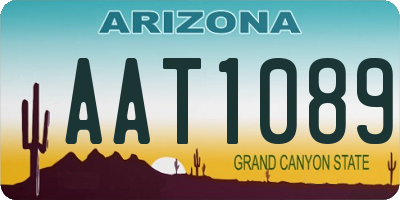 AZ license plate AAT1089