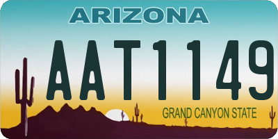 AZ license plate AAT1149