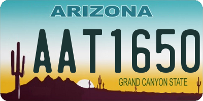 AZ license plate AAT1650