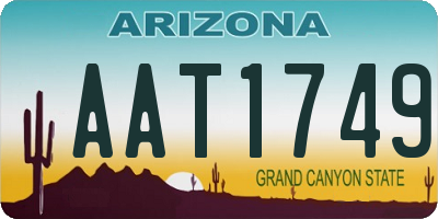 AZ license plate AAT1749