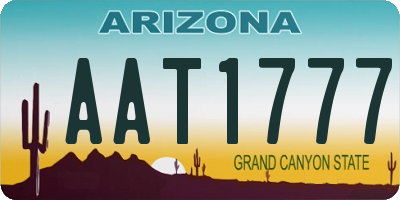 AZ license plate AAT1777
