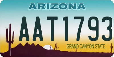 AZ license plate AAT1793