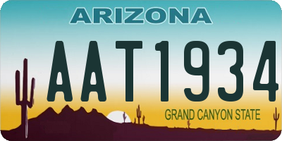 AZ license plate AAT1934