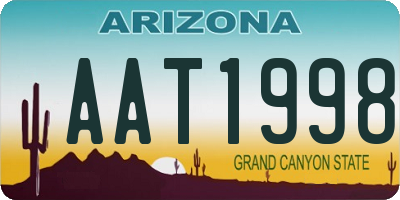 AZ license plate AAT1998