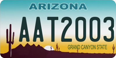 AZ license plate AAT2003