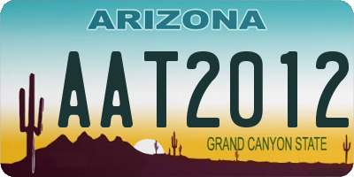 AZ license plate AAT2012