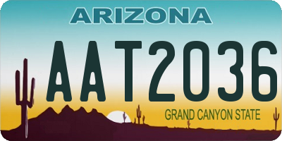 AZ license plate AAT2036