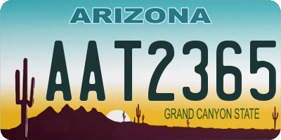 AZ license plate AAT2365