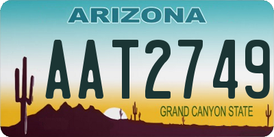 AZ license plate AAT2749