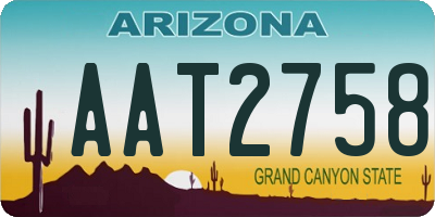 AZ license plate AAT2758