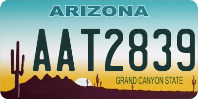 AZ license plate AAT2839