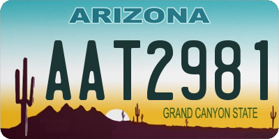 AZ license plate AAT2981