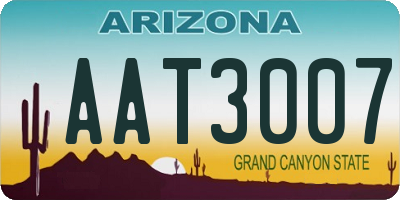 AZ license plate AAT3007