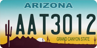 AZ license plate AAT3012