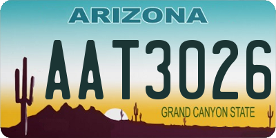 AZ license plate AAT3026