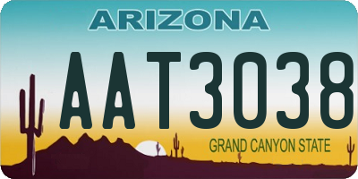 AZ license plate AAT3038