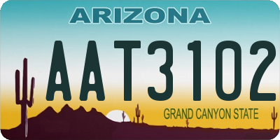 AZ license plate AAT3102