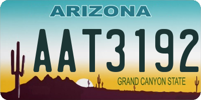 AZ license plate AAT3192
