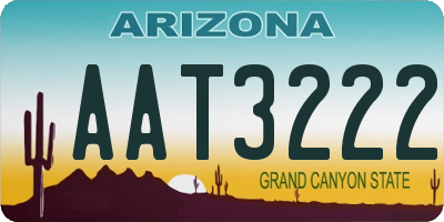 AZ license plate AAT3222