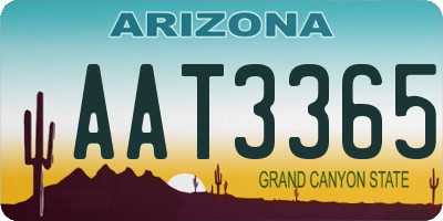 AZ license plate AAT3365