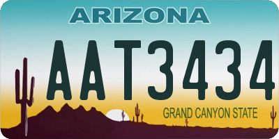 AZ license plate AAT3434