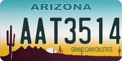 AZ license plate AAT3514