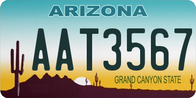 AZ license plate AAT3567
