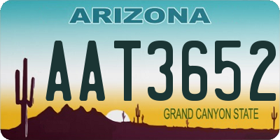 AZ license plate AAT3652