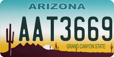 AZ license plate AAT3669