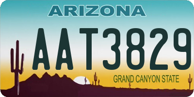 AZ license plate AAT3829