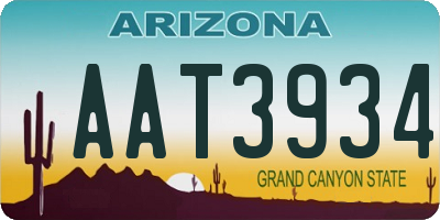 AZ license plate AAT3934